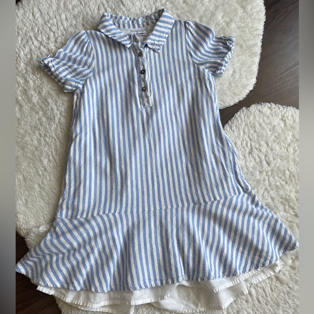 Blue and White Striped Kids Dress 
Size US8
